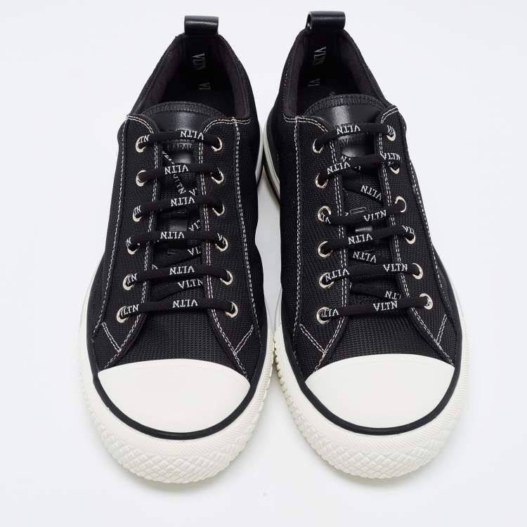 مملوكة مسبقًا Valentino Black Fabric and Rubber Giggies Low Top Sneakers Size 41