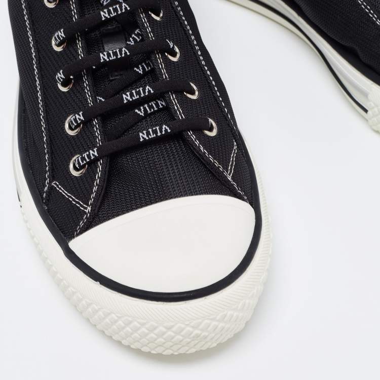 مملوكة مسبقًا Valentino Black Fabric and Rubber Giggies Low Top Sneakers Size 41