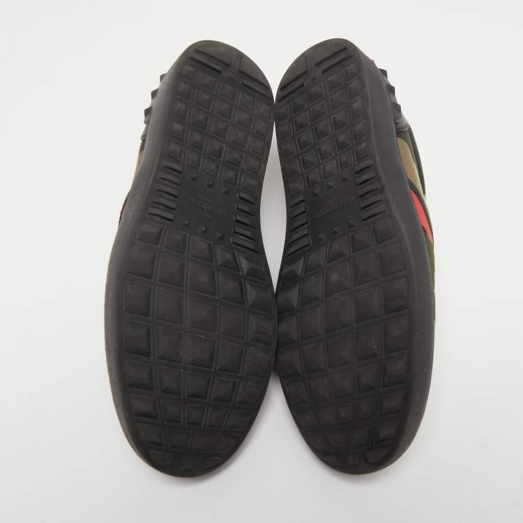 Pre Owned Valentino Multicolor Camouflage Print Canvas And Leather Slip On Sneakers Size 42