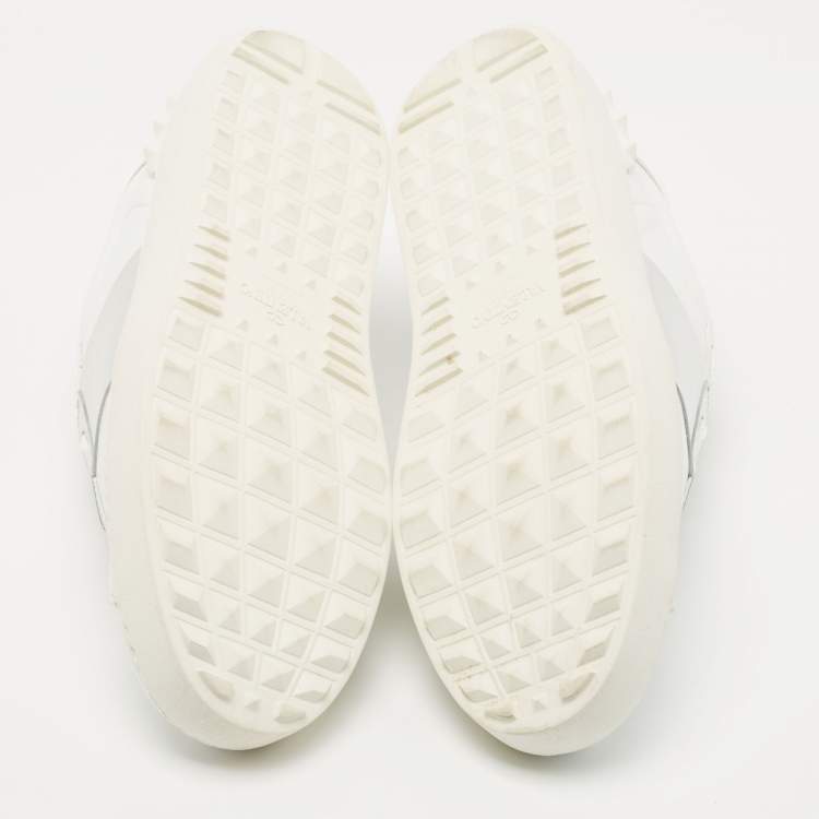Pre Owned Valentino White/Silver Leather Open Sneakers Size 41
