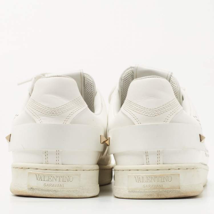 Pre Owned Valentino White Leather Backnet Sneakers Size 42 