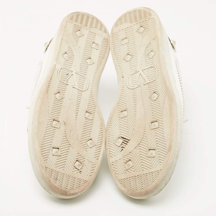 Pre Owned Valentino White Leather Backnet Sneakers Size 42 