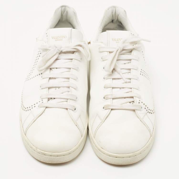 Pre Owned Valentino White Leather Backnet Sneakers Size 42 