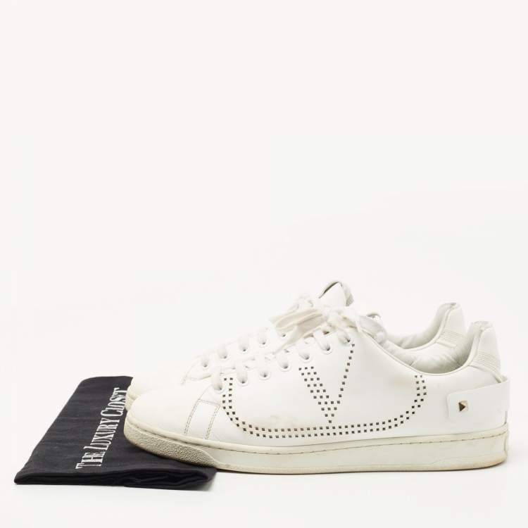 Pre Owned Valentino White Leather Backnet Sneakers Size 42 