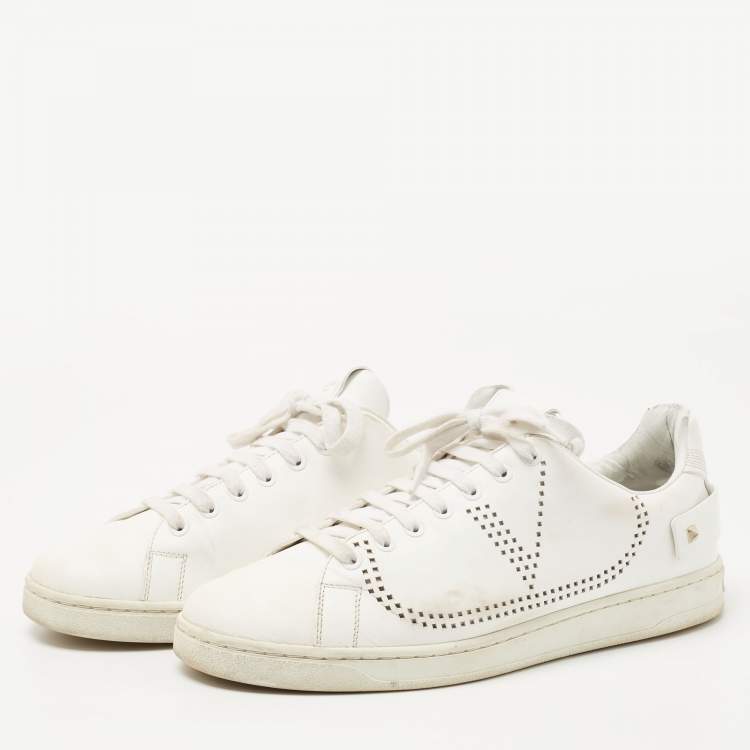 Pre Owned Valentino White Leather Backnet Sneakers Size 42 