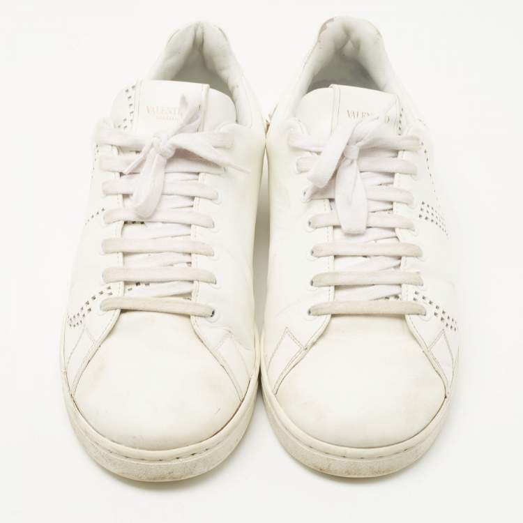 Pre Owned Valentino White Leather Becknet Sneakers Size 42.5 