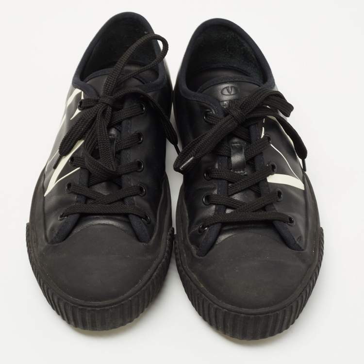 Pre Owned Valentino Black Leather VLTN Low Top Sneakers Size 41