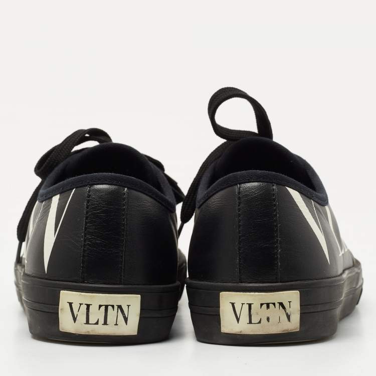 Pre Owned Valentino Black Leather VLTN Low Top Sneakers Size 41