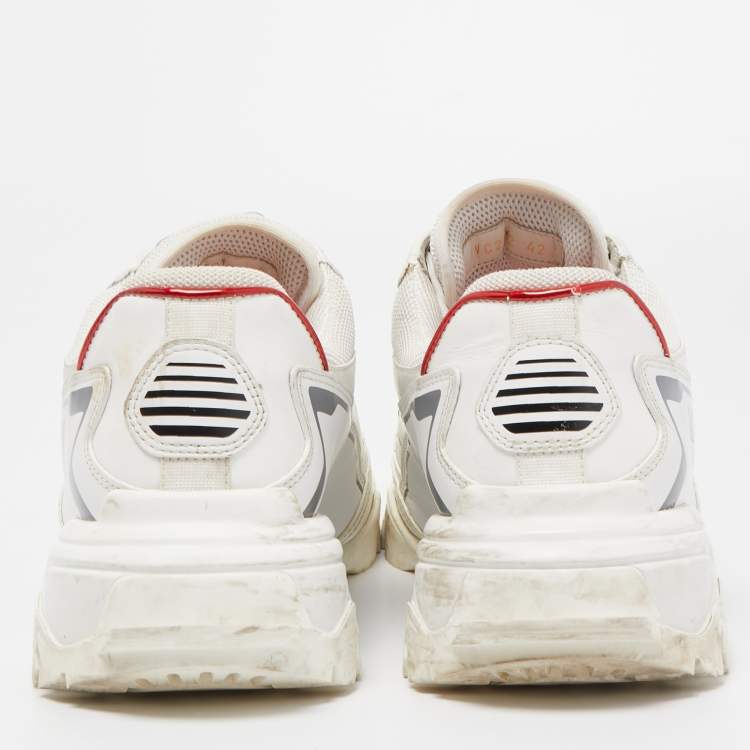 Pre Owned Valentino White Leather and Canvas Climbers VLogo Sneakers Size 42