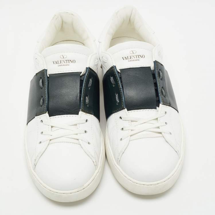 مملوكة مسبقًا Valentino White Leather Calfskin Open Sneakers Size 42