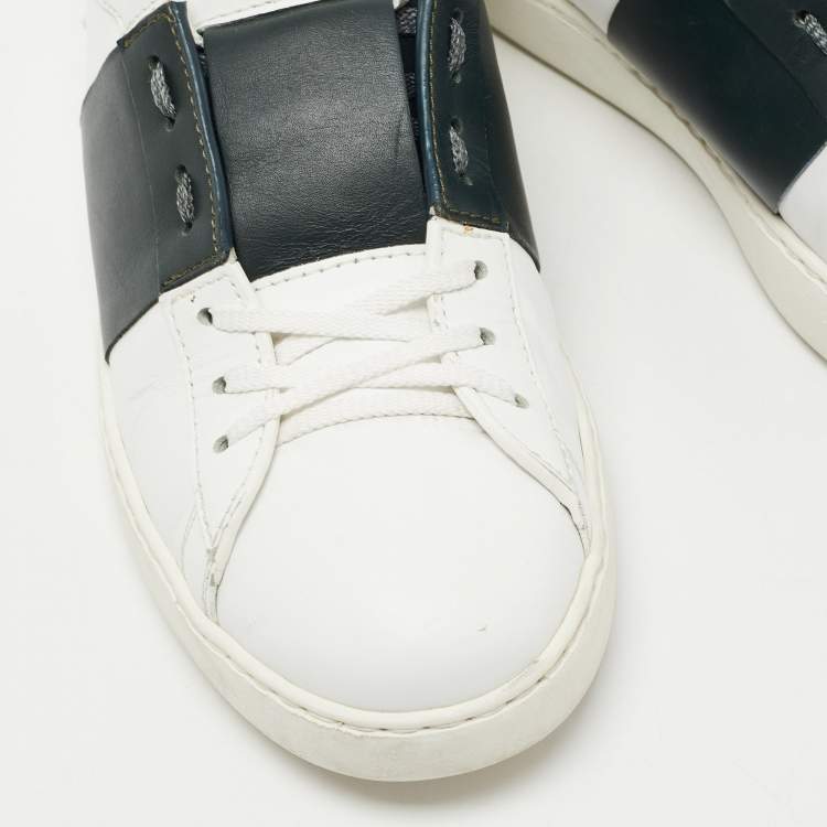مملوكة مسبقًا Valentino White Leather Calfskin Open Sneakers Size 42