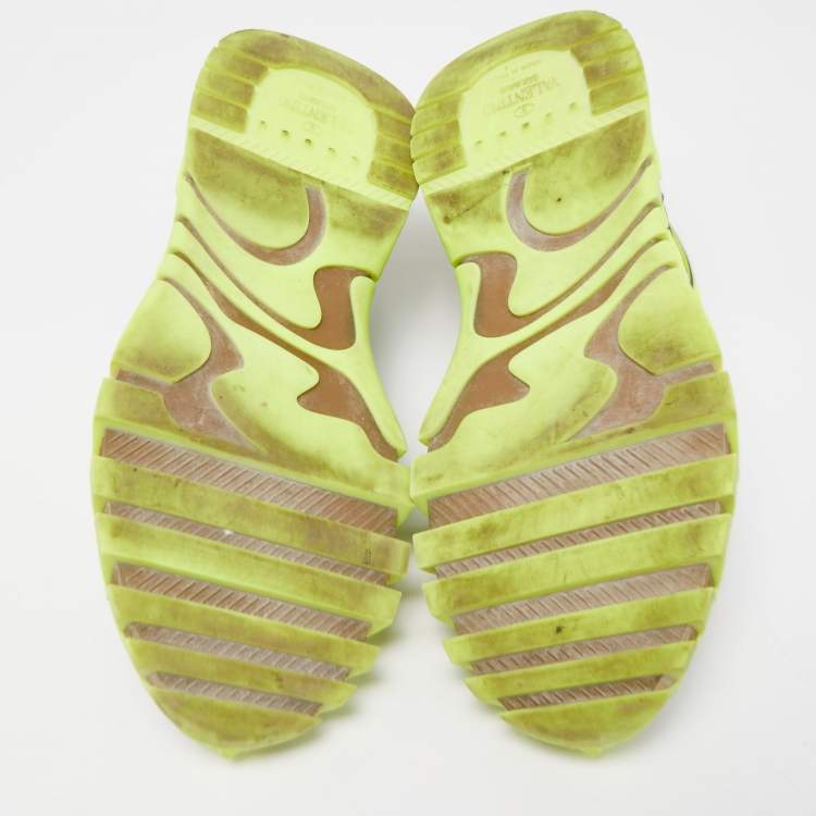 Pre Owned Valentino Multicolor Leather and Suede Camouflage Rockstud Rockrunner Sneakers Size 44 