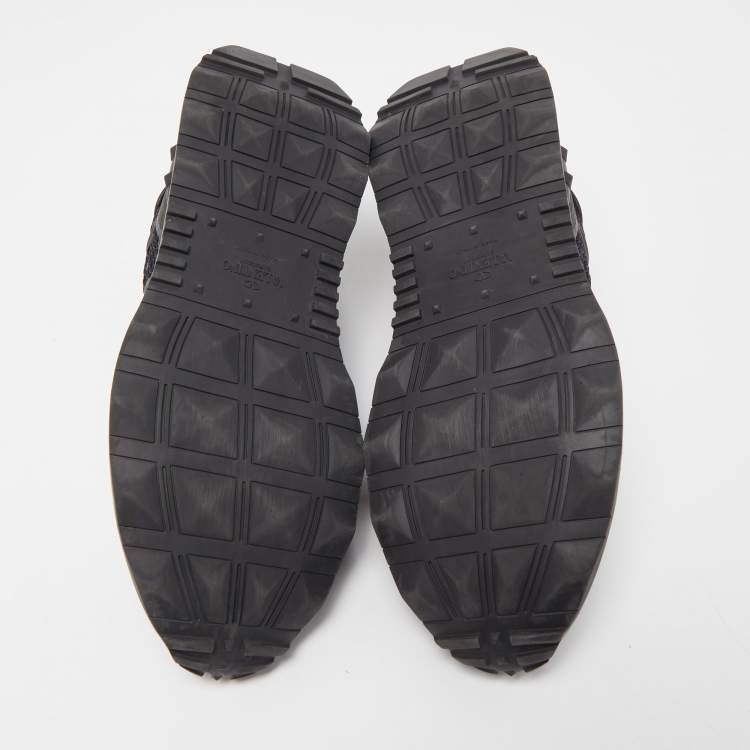 Pre Owned Valentino Black Lace And Mesh Lacerunner Sneakers Size 42.5