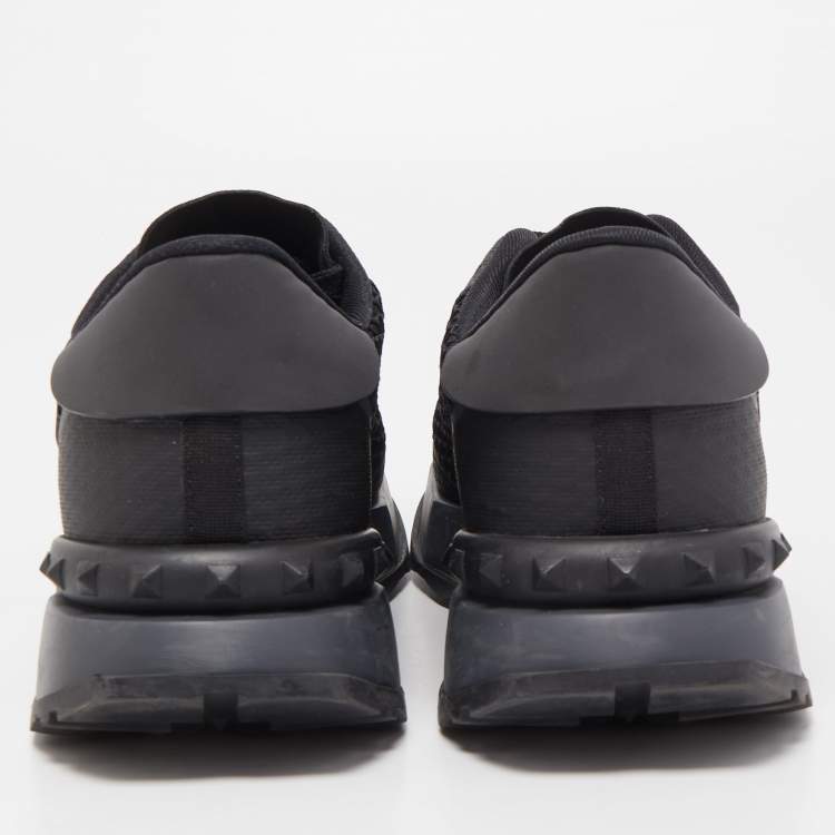 Pre Owned Valentino Black Lace And Mesh Lacerunner Sneakers Size 42.5