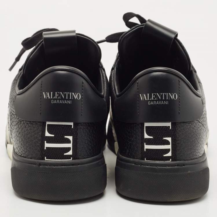 Pre Owned Valentino Black Leather VLTN Low Top Sneakers Size 44