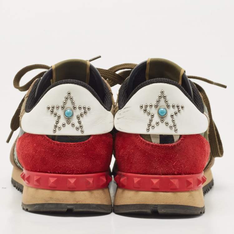 Pre Owned Valentino Multicolor Canvas and Leather Rockrunner Sneakers Size 40