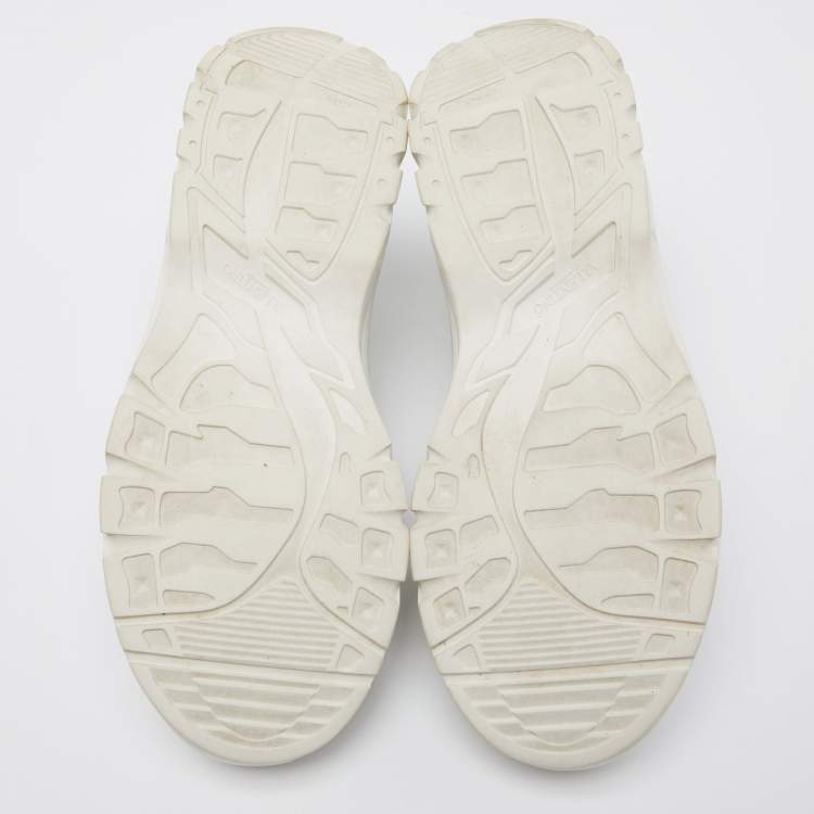 Pre Owned Valentino White Leather and Suede Sneakers Size 42