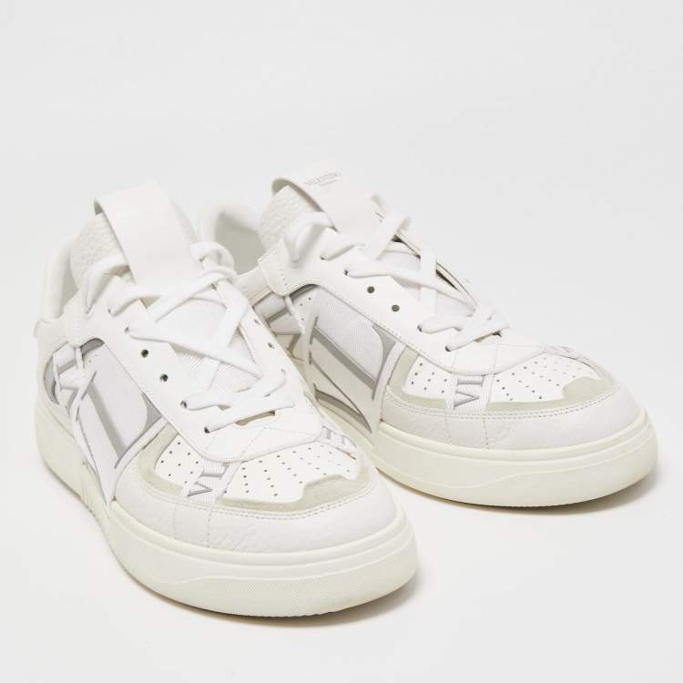 Pre Owned Valentino White Leather Low Top Open Sneakers Size 43