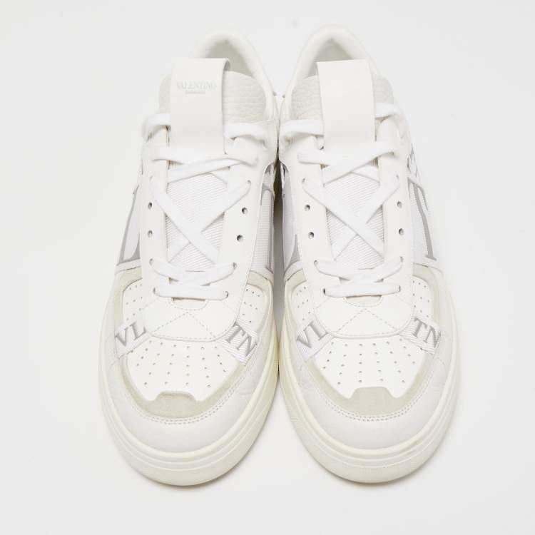 Pre Owned Valentino White Leather Low Top Open Sneakers Size 43