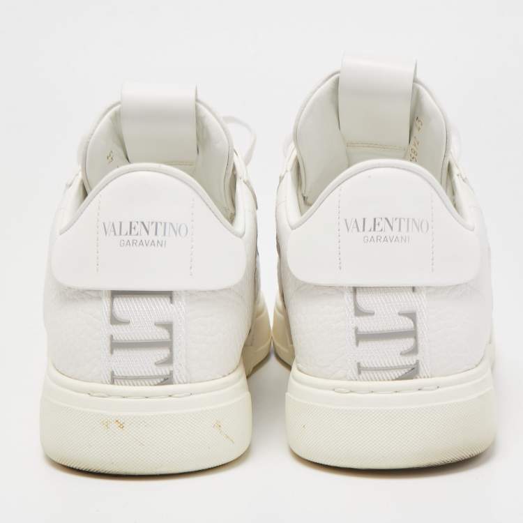 Pre Owned Valentino White Leather Low Top Open Sneakers Size 43