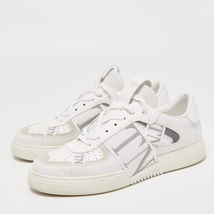 Pre Owned Valentino White Leather Low Top Open Sneakers Size 43