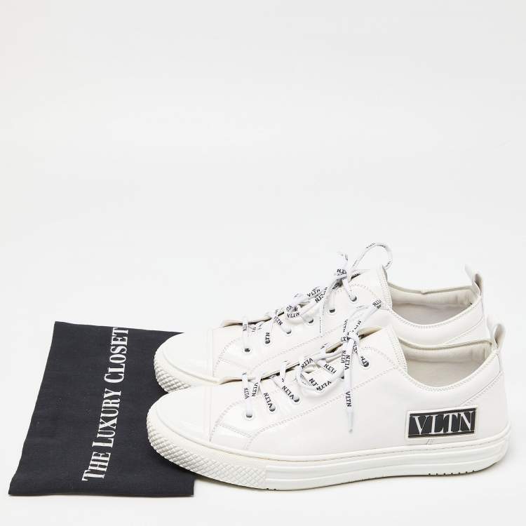 Pre Owned Valentino Garavani White Patent Leather Giggies Low Top Sneakers Size 45