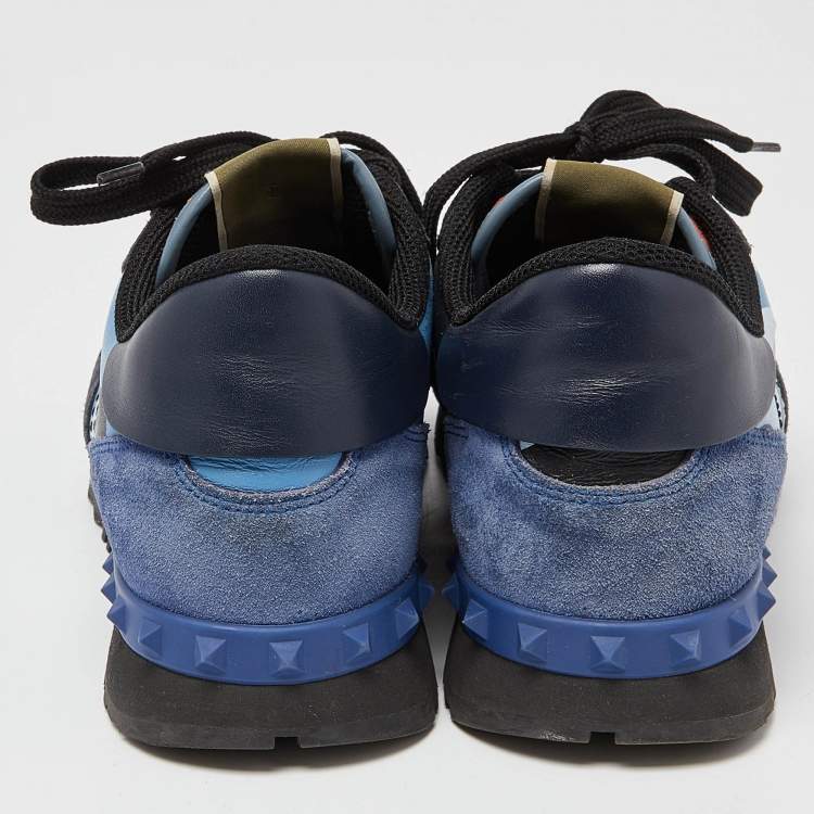 Pre Owned Valentino Multicolor Camo Print Canvas and Leather Rockrunner Sneakers Size 41