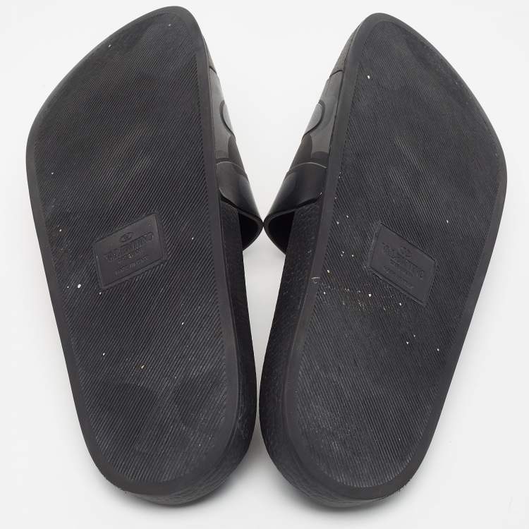 Pre Owned Valentino Two Tone Camouflage Print Rubber Slides Size 42