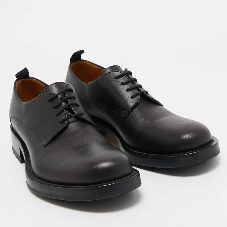 Pre Owned Valentino Black Leather Roman Stud Derby Size 42 