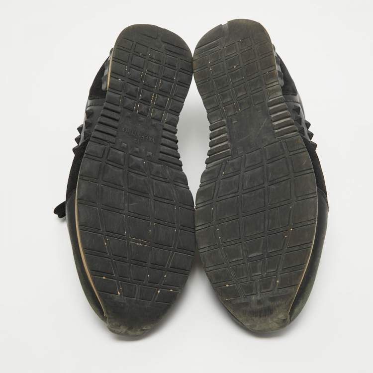 Pre Owned Valentino Black Leather and Suede Rockrunner Sneakers Size 42