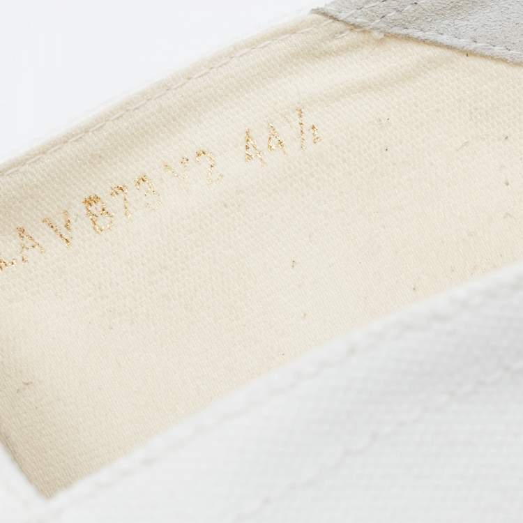 Pre Owned Valentino White Canvas VLogo Slip On Espadrilles Loafers Size 44.5
