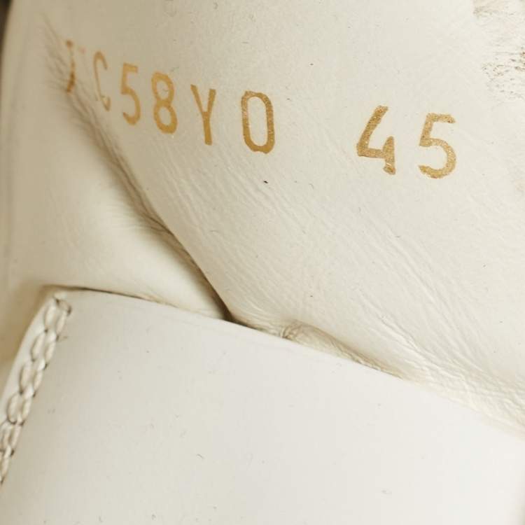 Pre Owned Valentino White/Black Leather VLTN Sneakers Size 45