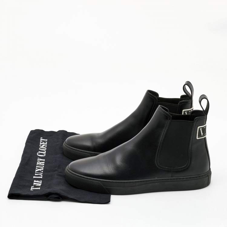Pre Owned Valentino Black Leather VLTN High Top Sneakers Size 42  