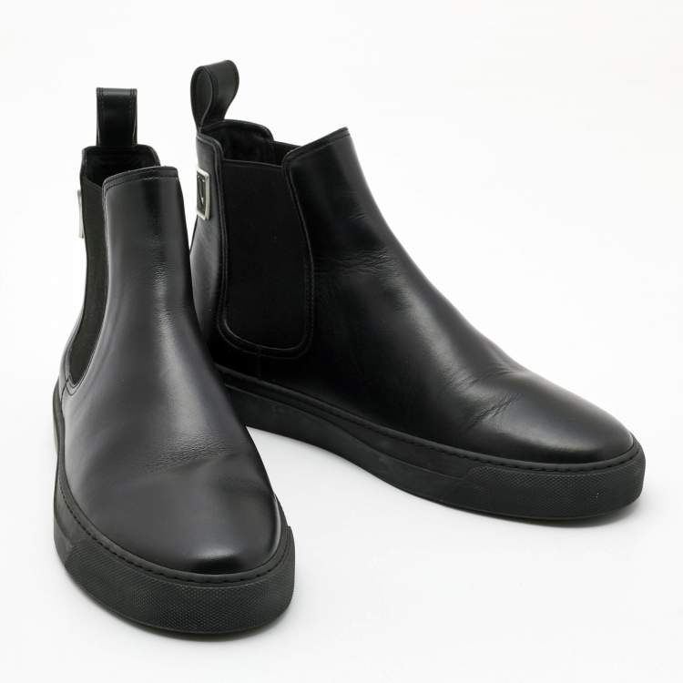 Pre Owned Valentino Black Leather VLTN High Top Sneakers Size 42  