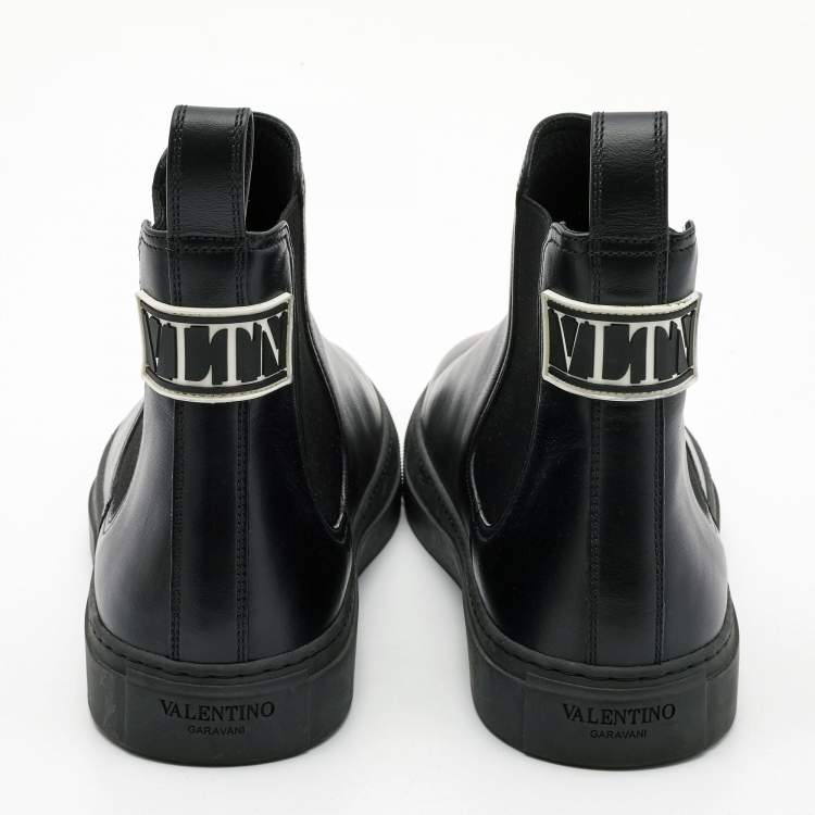 Pre Owned Valentino Black Leather VLTN High Top Sneakers Size 42  