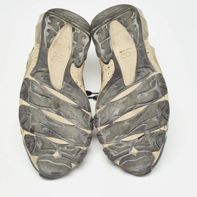 Pre Owned Valentino Multicolor Leather and Mesh Camouflage Bounce Low Top Sneakers Size 40