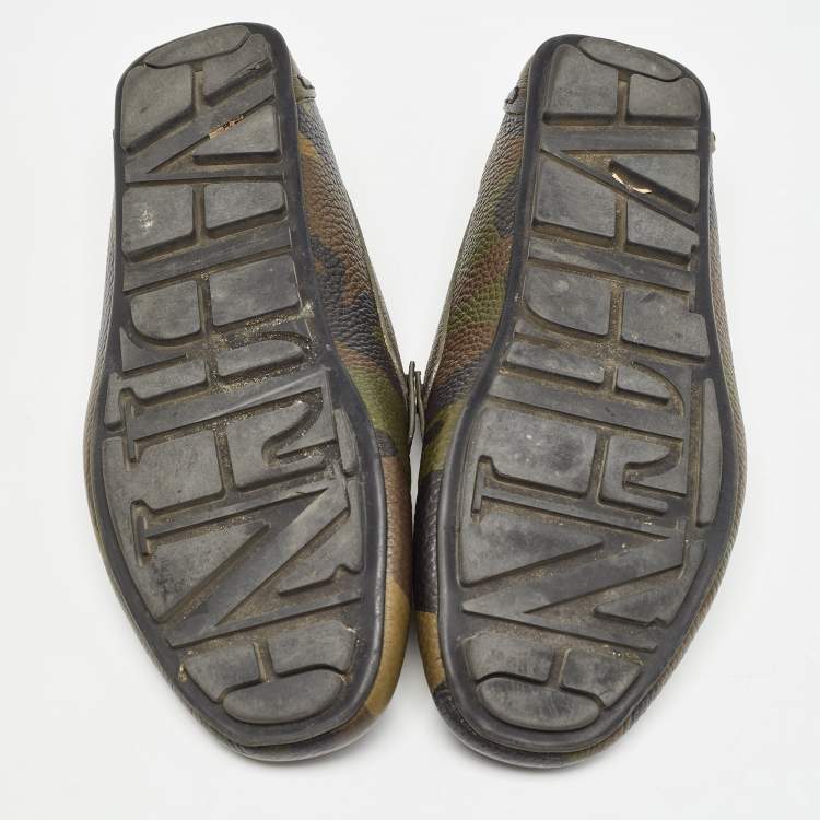 Pre Owned Valentino Tricolor Camouflage Print Leather VLTN Loafers Size 41