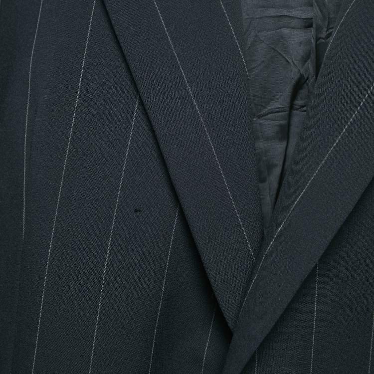 مملوك�ة مسبقًا Versace Classic V2 Black Pinstripe Wool Single Breasted Blazer XL