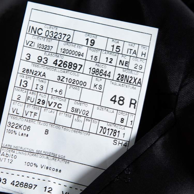 Pre Owned Versace Collection Black Jacquard Wool Single Breasted Suit M