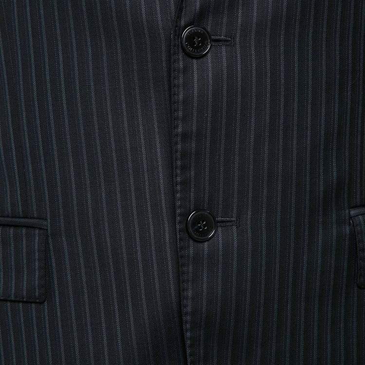 Pre Owned Versace Collection Navy Blue Pinstripe Wool Single Breasted Suit S
