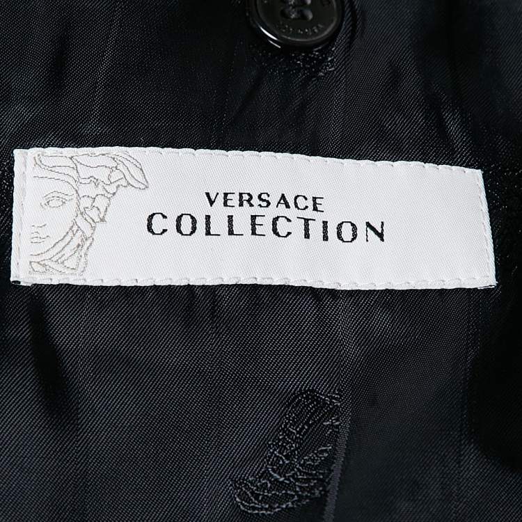 Pre Owned Versace Collection Navy Blue Pinstripe Wool Single Breasted Suit S