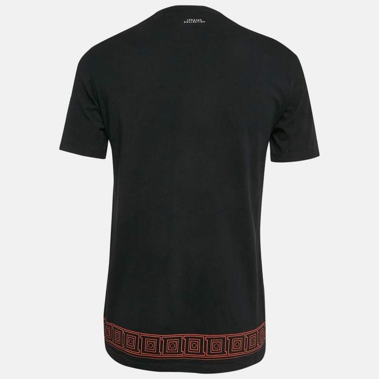 Pre Owned Versace Collection Black Printed Jersey Crew Neck T-Shirt M