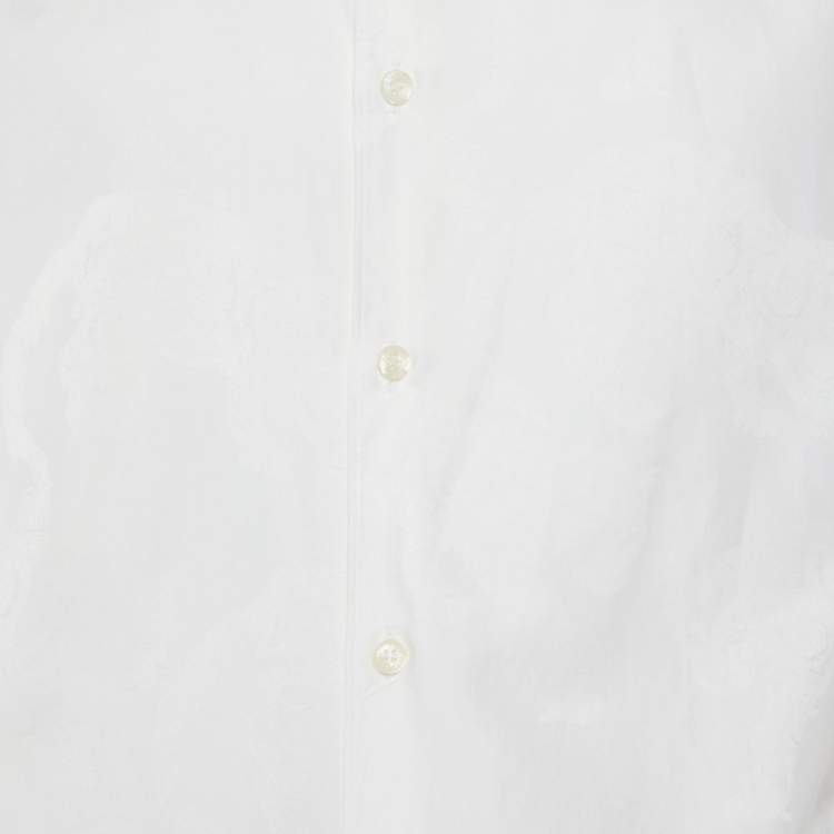 Pre Owned Versace Collection White Tiger Pattern Cotton Button Front Shirt XL