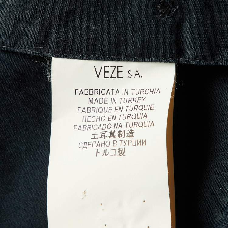 Pre Owned Versace Collection Midnight Blue Cotton Zip Detail Trend Fit Shirt M