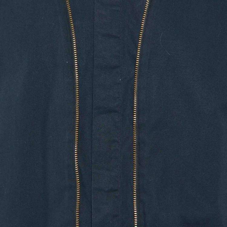 Pre Owned Versace Collection Midnight Blue Cotton Zip Detail Trend Fit Shirt M