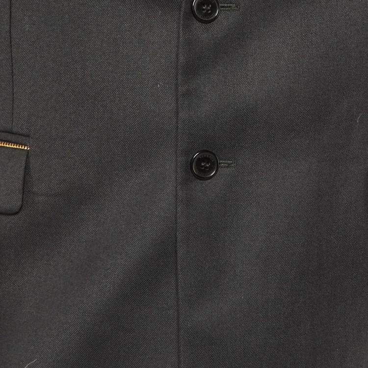 Pre Owned Versace Collection Black Wool Zip Detailed Blazer XL