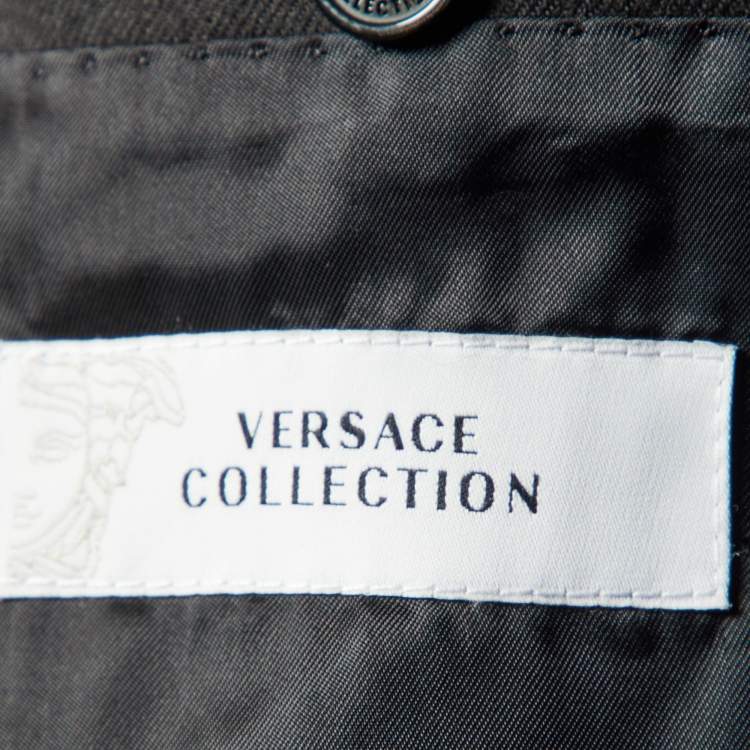 Pre Owned Versace Collection Black Wool Zip Detailed Blazer XL