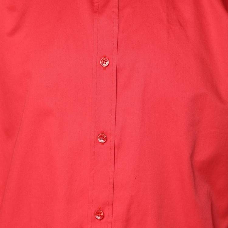 Pre Owned Versace Collection Red Cotton Button Front Shirt XL