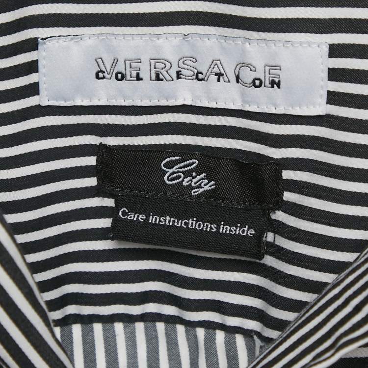 Pre Owned Versace Collection Black Striped Cotton City Shirt L