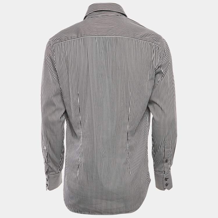Pre Owned Versace Collection Black Striped Cotton City Shirt L
